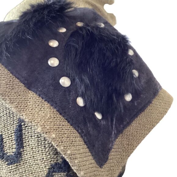 Vintage Andriano by i. Fatigati sweater medium Fur & leather accents fully lined - Picture 8 of 11